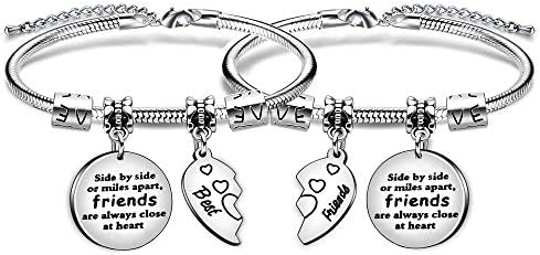 Best Friend Heart Bracelet Jewellery Friendship Sister Gift Side By Side Or Miles Apart Friends Are Always Close At Heart