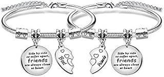 Best Friend Heart Bracelet Jewellery Friendship Sister Gift Side By Side Or Miles Apart Friends Are Always Close At Heart
