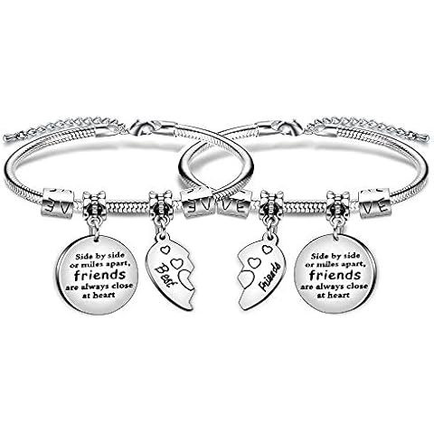 Best Friend Heart Bracelet Jewellery Friendship Sister Gift Side By Side Or Miles Apart Friends Are Always Close At Heart Cover