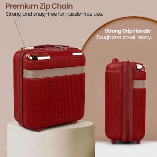 Image of Cosmetic Bag Case Travel Hand Luggage Small Portable Carrying Suitcase Makeup Case for Women Organizer Box Vanity Mini Suitcase (Red)