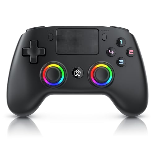 CSL - Wireless Gamepad für PC und PS4 - PC Anschluss - Wireless Controller - Dual Vibration - Headset Ausgang - Turbo Funktion - Touchpad - Share-Taste - M-Taste für freie Belegung