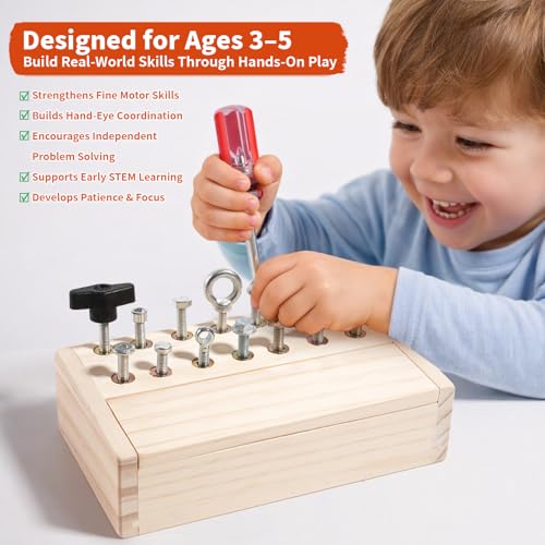 Image of INIFEIDALA Kids Tool Set,Montessori Educational Toys for 3 4 5 Year Old | Montessori Screwdriver Board Set,Sensory Preschool Learning,Toddler Travel,Fine Motor Skills,STEM Toys