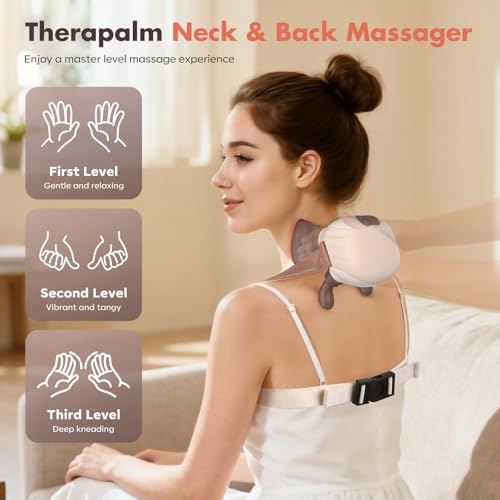 4D Neck Massager,Shoulder Hot Compress Massager, a wireless and portable massager that simulates human hand operation,suitable for relieving neck pain and relaxing muscles,with 3 adjustment modes. - Image 3