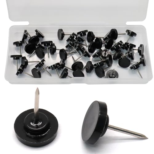 Biaungdo 50 Pcs Black Flat Push Pins, Plastic Round Head Thumb Tacks for Cork Board, Picture Hanging Nails Decorative Pushpins Wall Tacks for Bulletin Board, Wall Hangings, Home Decor