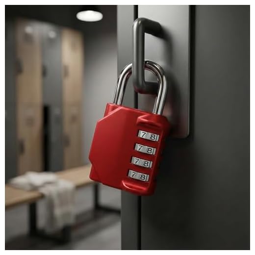 4 Digit Combination Padlock for Gym Lockers & Outdoor Gates - Resettable Heavy Duty Weatherproof Pad Lock - Hardened Steel Shackle & Zinc Alloy Body - Keyless Security for Fence, Shed, Toolbox, Red