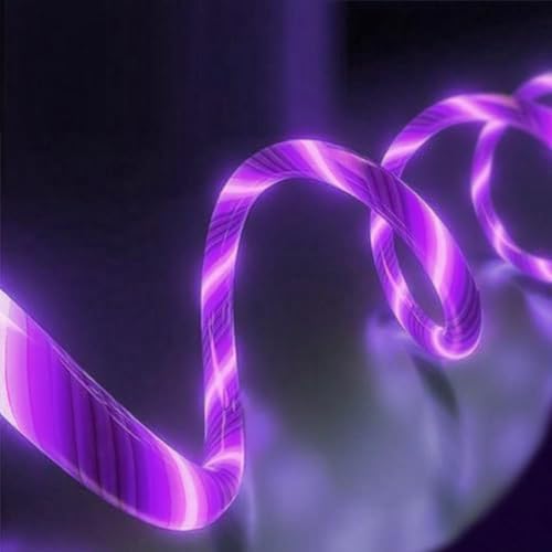 Image of USB A to USB C Cable with Purple LED Light Strip, Suitable for Almost All Tyoe-C Devices, Supports Fast Charging, Data Transfer, Night Vision Illumination, Portable 39 inches.