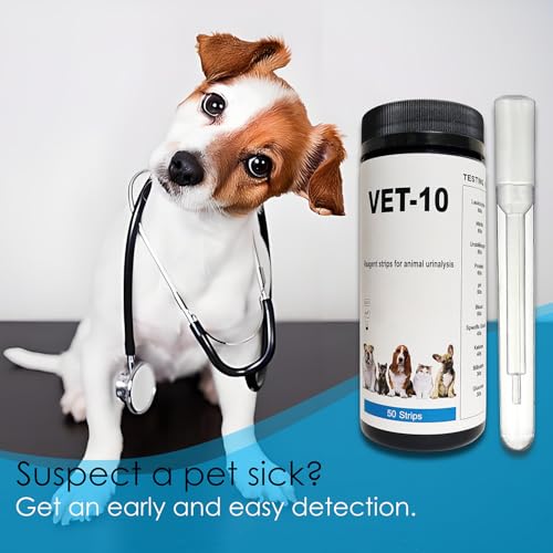 Image of QMARK Urine Test Strips for Cats & Dogs, 50 Count, 10-Parameter UTI Testing Kit with Dropper and Tube