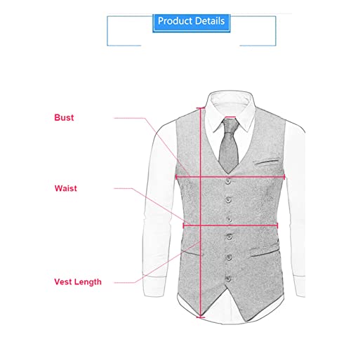 Men's Wedding Business Dress Suit Vest Solid Double Breasted Waistcoats for Party Dress Vest,XS-3xl (Color : Blue, Size : Medium)2