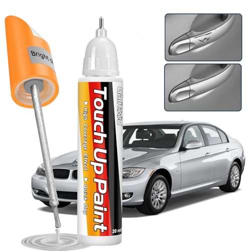 Galitoon Lackstift Auto, Autolackreparatur, 2-in-1-Autolackstift, schnelle und einfache Lösung zur Reparatur kleinerer Autokratzer, 0,8 fl oz Lackstift Weiß Ausbesserungslack für Autos (Silber)