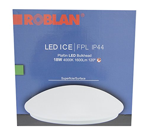 Plafonnier Roblan 32W compact au design blanc épuré
