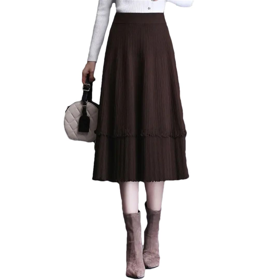 Gonna classica elastica da donna a vita alta a vita alta tinta unita invernale tinta unita