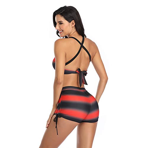 image for Yii ouneey Women Swimsuits Tummy Control Two Piece Bikini Top Boyshort