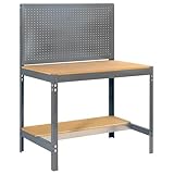 Simon Rack Banco de Trabajo Taller, Capacidad Carga 600 kg, 1445x1510x610 mm, Mesa de Trabajo, Gris/Madera - BT2