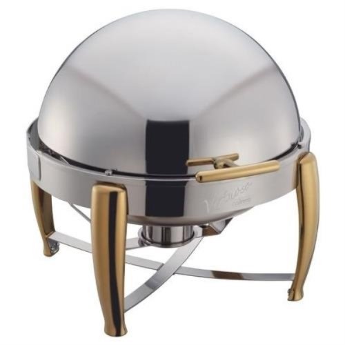 Virtuoso 2 Count Stainless Steel Roll Top Cover Round Food Chafer Warmers Set by Winco – stainless steel, Silver, Pack of 2, Model 103A-2