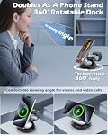 3 in 1 Wireless Charger for Apple MagSafe Compatible, 15W Magnetic Wireless Charger Stand, 360° Rotating Dock, Wireless Charging Station for iPhone 17 16 15 14 13 12 Series for iWatch for AirPods
