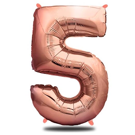 envami Globos de Cumpleãnos 5 Oro Rosas - 101 CM Globo 5 Años - Globo Numero 5 - Decoracion 5 Cumpleaños Niñas - Globos Numeros Gigantes para Fiestas - Vuelan con Helio