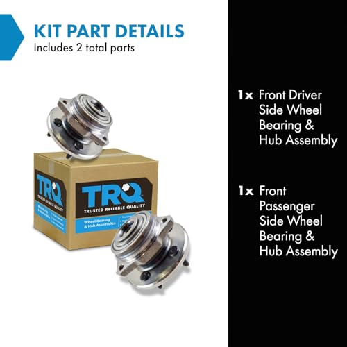 Image of TRQ 2 Piece Front Wheel Bearing & Hub Assembly Set Compatible with 2002-2005 Jeep Liberty