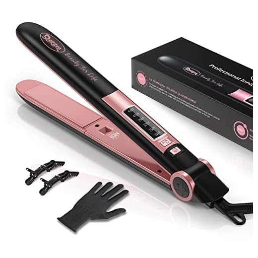 Deogra Flat Iron for African American Hair, Silk Press Flat Irons, Ceramic Tourmaline Ionic Flat Iron Hair Straightener with Keratin & Argan Oil Infused Plates, 1 inch 430℉ Curling Flat Iron