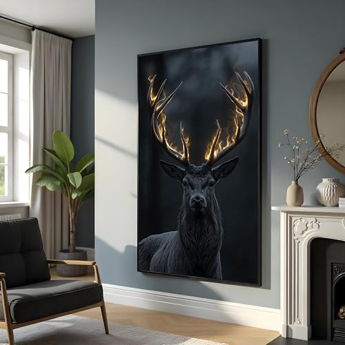 Art mural cerf majestueux : impression sur toile géante de 60x80 cm