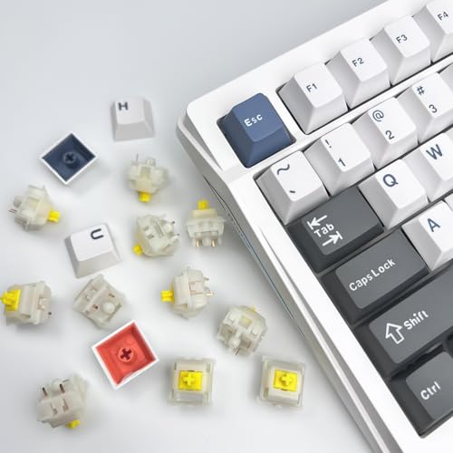 Image of Gateron Milky Yellow Pro V3 Keyboard Switches, Pre-Lubed 5-Pin Linear Switches with Light Guide Pole for MX Mechanical Gaming Keyboard (72Pcs)