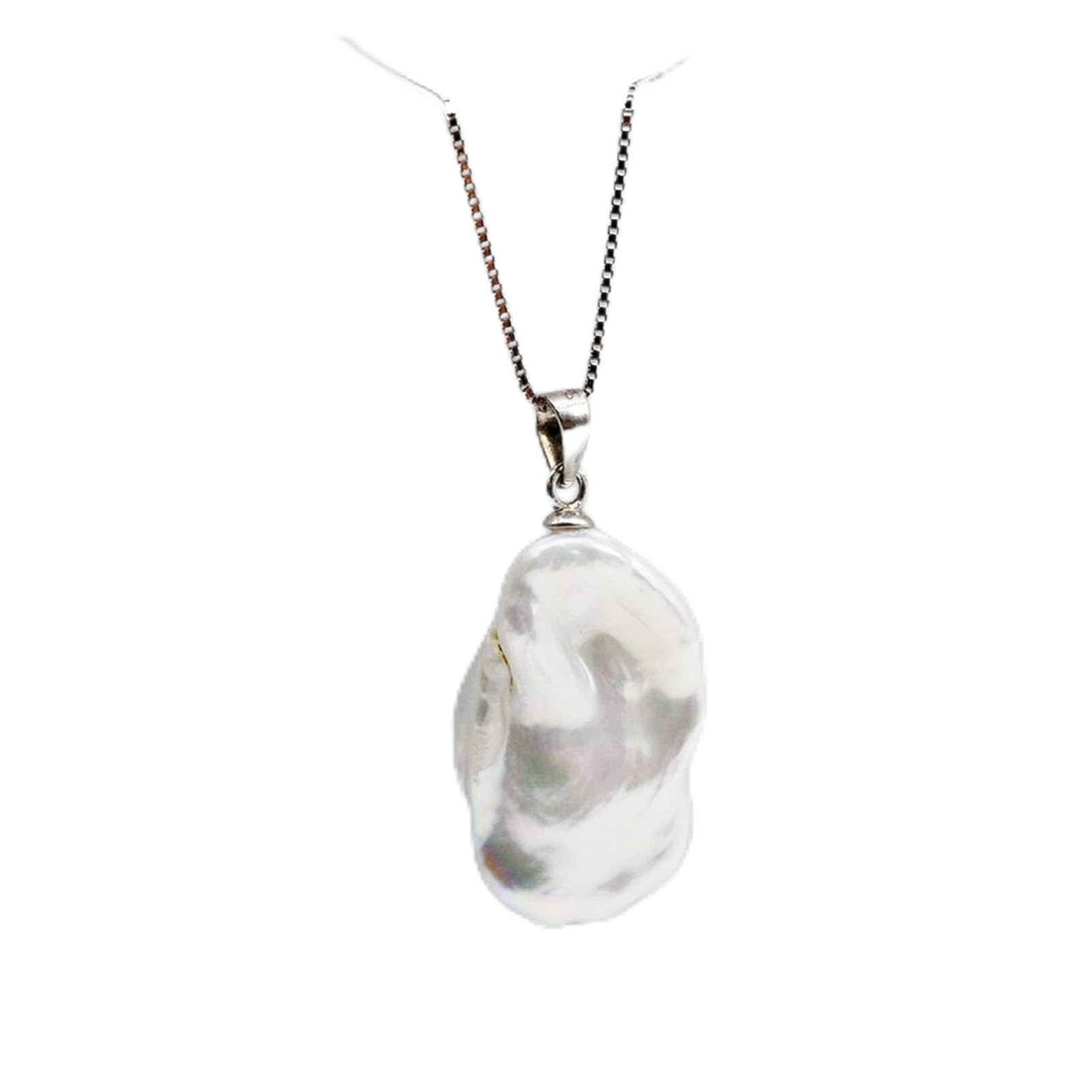 Collane da donna Collana con ciondolo ragazza, stile barocco, perla piatta irregolare, collana in argento sterling 925, collana in argento da donna accessori alla moda