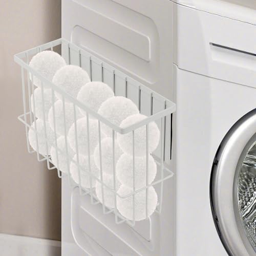 mumisuto Soporte Magnético para Bolas de Secadora, Dispensador de Bolas de Secadora, Estantes Magnéticos para Frigorífico, para 6 Bolas de Secadoras, para Baño Dormitorio Cocina (Blanco, Pequeño)