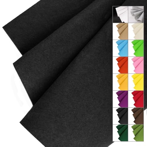 Image of IONTACH 36 inch X 36 inch Black Stiff Felt Fabric 1.2mm Thick | Felt Sheet for Craft, Sewing, Patchwork, Liner Decorations, School Projects, Home Decor