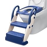 IRKIN Potty Training Seat with Step Stool Ladder - Toddler Toilet Seat with Step Stool - Potty Training Toilet for Boys & Girls - Toddler Potty Seat for Toilet with 2 Step System- Blue - BPA FREE