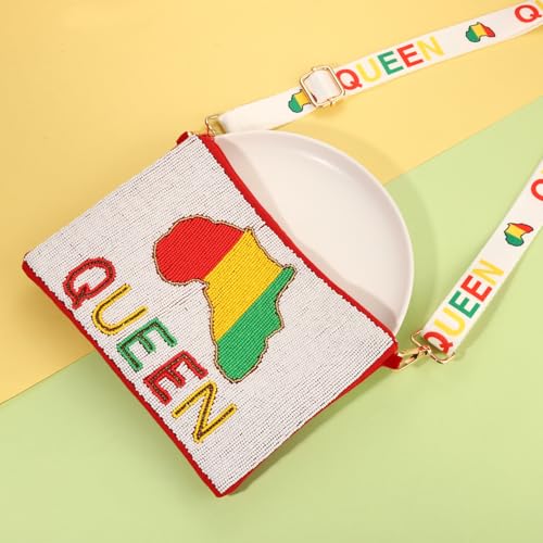 Image of Juneteenth Purse for Women Beaded Afro Freedom Crossbody Purse Shoulder Bag Black History Month African Outfit Gift