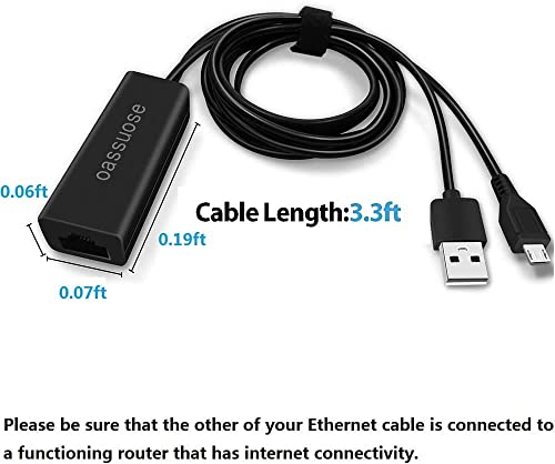 Oassuose Adaptador Ethernet para Fire TV Stick, Fire Stick 4K, Chromecast Ultra, Google Home Mini e