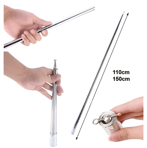 Magic Pocket Staff Portable Martial Arts Metal Staff 110CM 110CM (Prata, 110cm)