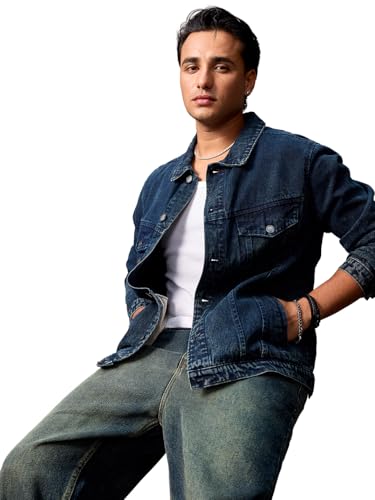 Image of Urbano Fashion Men's Regular Fit Washed Full Sleeve Denim Jacket