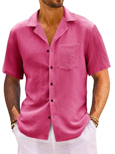 Runcati Mens Button Down Shirt Casual Cuban Short Sleeve Yoga Hippie Summer Beach Tops