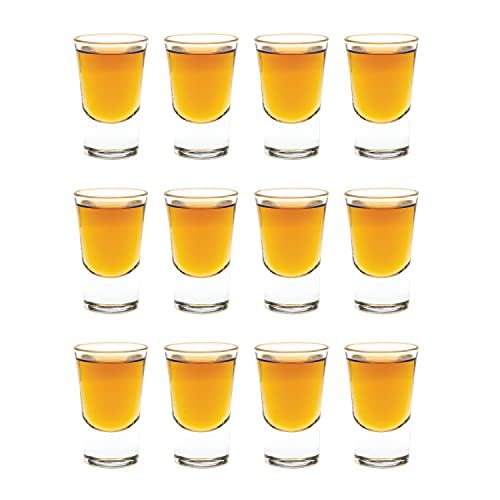 Vikko 1 Ounce Shot Glasses, Set of 12 Small Liquor and Spirit Glasses, Durable Tequila Bar Glasses For Alcohol and Espresso Shots (Cheerio - 1 Oz)