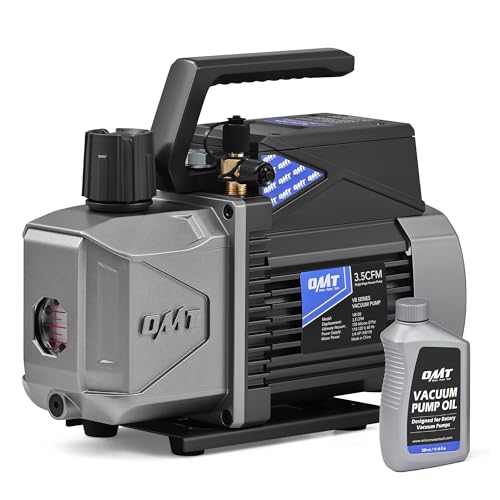 Orion Motor Tech A2L Vacuum Pump 3.5 cfm 1/4 hp Single Stage Sparkless Ignition Proof Vacuum Pump for R1234yf R32 R134a R22 R410A with 15 Micron Ultimate Vacuum Auto HVAC Vacuum Pump