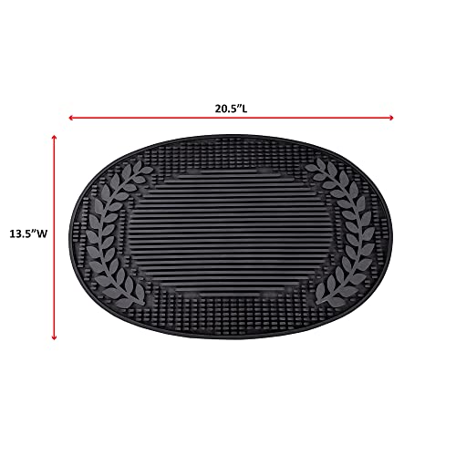 Multi-Functional Bar Mat For Cocktails, Heat/Water Resistant Dish Drying Mat, Pvc Hot Pad For Kitchen Counter, Coffee Mat - 20.5" X 13.5" Xl- Insulated Mat Kitchen Accessory - Black #TOP5