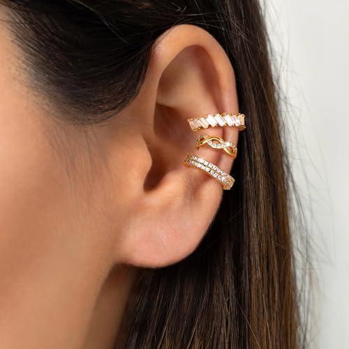 Dochais 9Pcs Ear Cuff 14K Gold Plated Cuff Earrings Gold Ear Cuffs Non Pierced Ear Clips Cartilage Earring Fake Earrings2