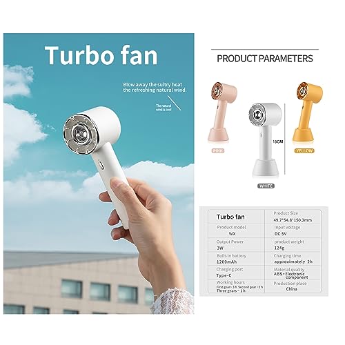 Super Mundo Tragbarer USB- Ventilator, 3 Geschwindigkeiten, tragbar, elektrisch für Büro, Zuhause, Reisen, Outdoor, Weiß (620)-7