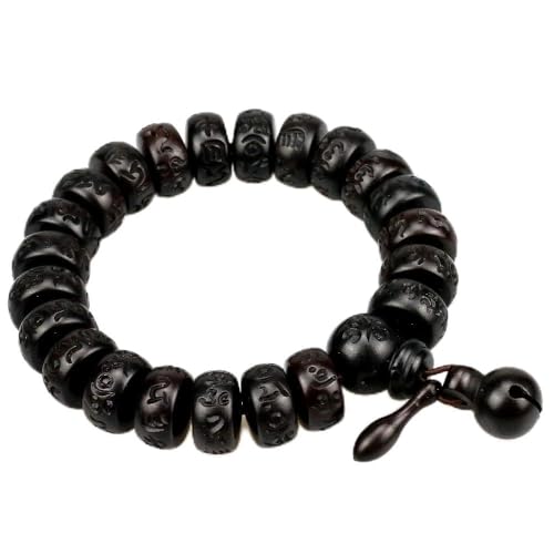 Bracelet tibétain en bois de jujube authentique avec perles polies