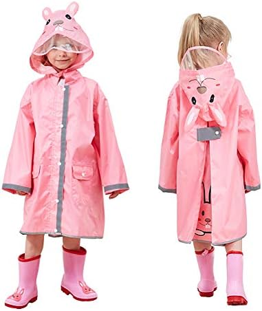 SSAWcasa Kids Rain Wear,3D Cartoon Children Toddler Raincoat Jacket Poncho for Boy Girl (M, Pink)