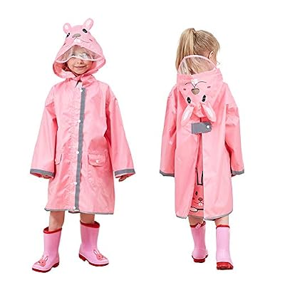 SSAWcasa Toddler Rain Jacket, Kids Rain Coat for Toddler Girls Baby Boys, Hooded Rain Poncho Gear Children Cartoon Rainwear Slicker