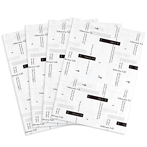 Hi Sasara 100 Sheets White With Black Bible Verse Tissue Paper for Gift Bags, Christian Gifts, 14 x 20 Inch