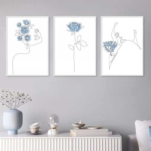 Peinture d'art murale moderne abstrait femme fleur KemneT 50x70cm sans cadre pour salon