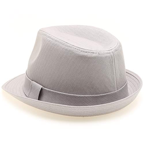 Image of Classic Trilby Short Brim 100% Cotton Twill Fedora Hat with Band