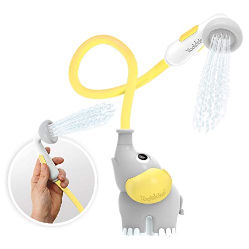 Yookidoo Baby Bath Shower Head - Elephant Water Pump with Trunk Spout Rinser - Control Water Flow from 2 Elephant Trunk Knobs for Maximum Fun in Tub or Sink for Newborn Babies(Yellow)