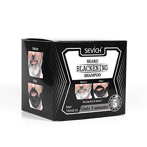 10 PCS Black Beard Shampoo Instant Beard Dye for Men Women Black Color - Simple to Use - Temporary Beard Dye- Last 30 days Natural Ingredients