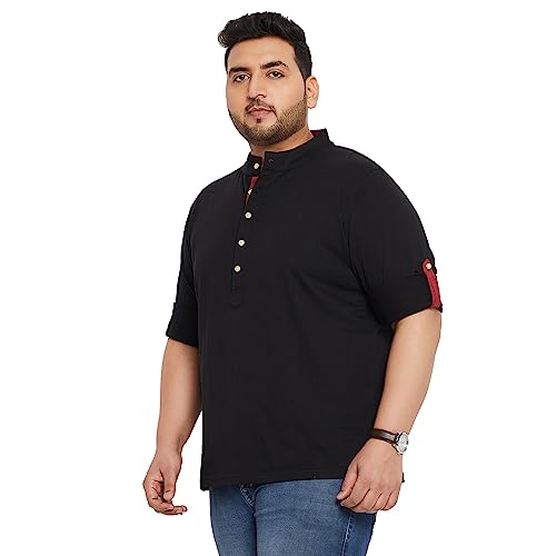 Image of Bigbanana Plus Size Men's Regular Fit Solid Henley Tshirt