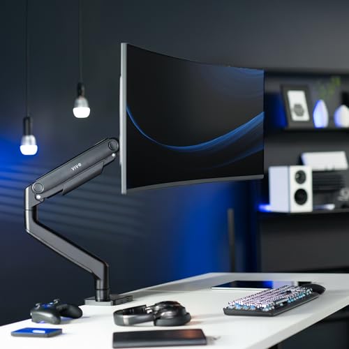 VIVO Heavy Duty Aluminum Ultrawide Monitor Tension Arm for up to 49 inch Screens, Holds 44 lbs, Premium Desk Mount Stand Designed for Samsung Odyssey G9 and More, Black, STAND-V101V by VIVO - Image 2