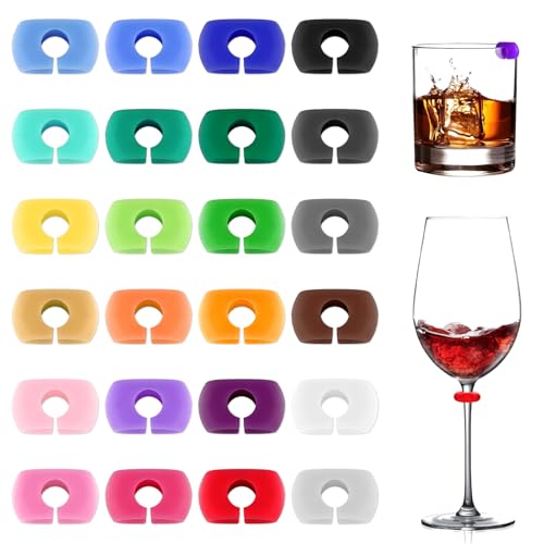 24PCS Wine Glass Charms, Silicone Drink Markers, Multicolor