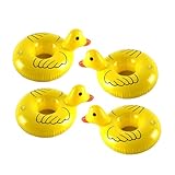 MOLUCKFU 4 Stück Teiliges Aufblasbares PVC Schwimmendes Getränkehalter Niedlichem Enten Design Umweltfreundlich Strapazierfähig als Pool Party Zubehör und Kinderspielzeug Wiederverwendbar